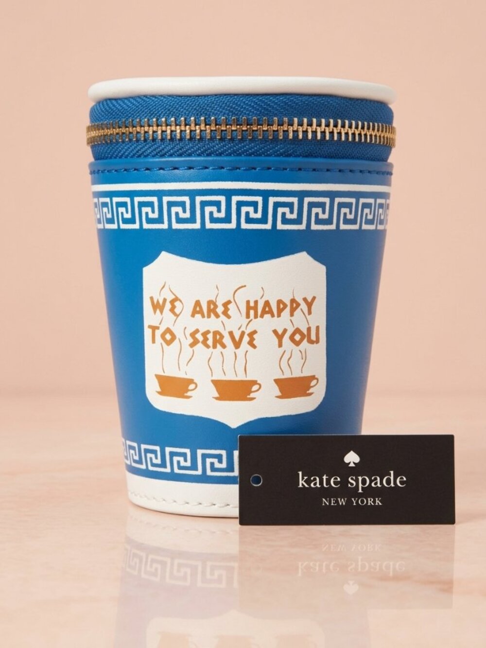 Kate Spade Coffee Break 3D Coin Purse Keychain / Bag Charm – Blue Leather – KF48